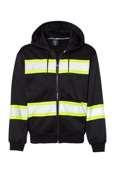 Drop Ship Kishigo Men's EV Series® Enhanced Visibility Full-Zip Hooded Sweatshirt