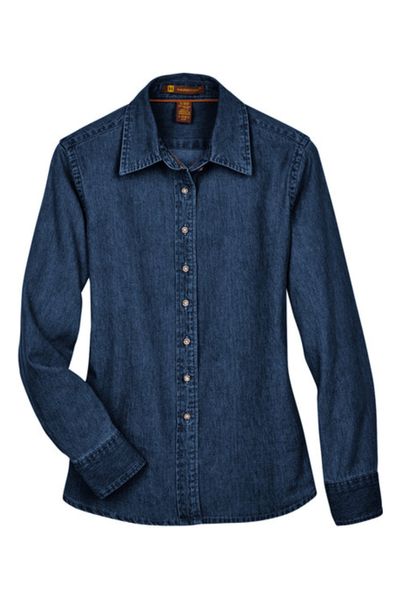 Harriton Ladies' Long-Sleeve Denim Shirt