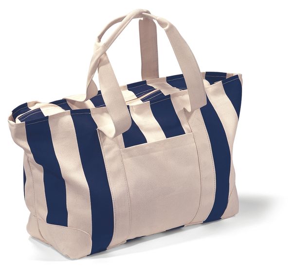 Large Striped Canvas Tote