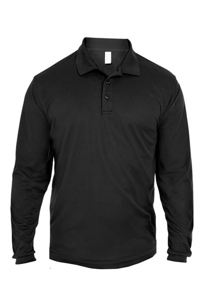 UltraClub Adult Cool & Dry Long-Sleeve Mesh Piqué Polo