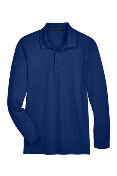 Devon & Jones CrownLux Performance Men's Plaited Long Sleeve Polo