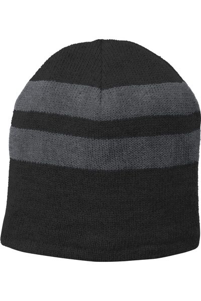 Port & Co Fleece-Lined Striped Beanie Cap