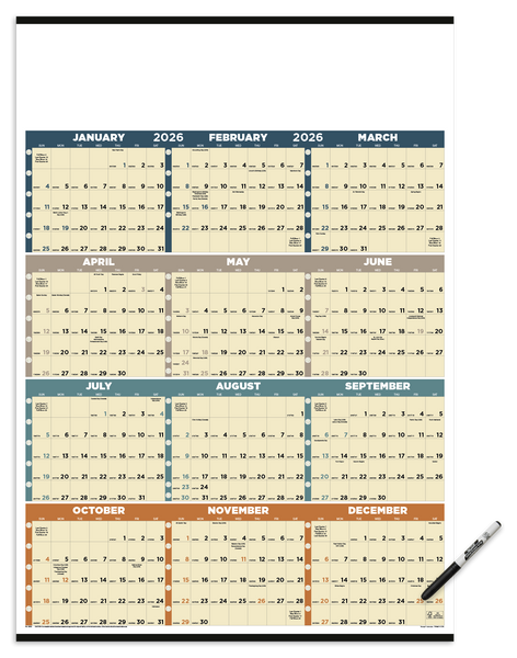 Triumph® Calendars Time Management Span-A-Year (Laminated w/Marker) Calendar