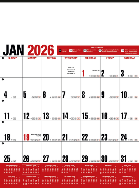 HotLine® Products Yearly Record® Red Calendar