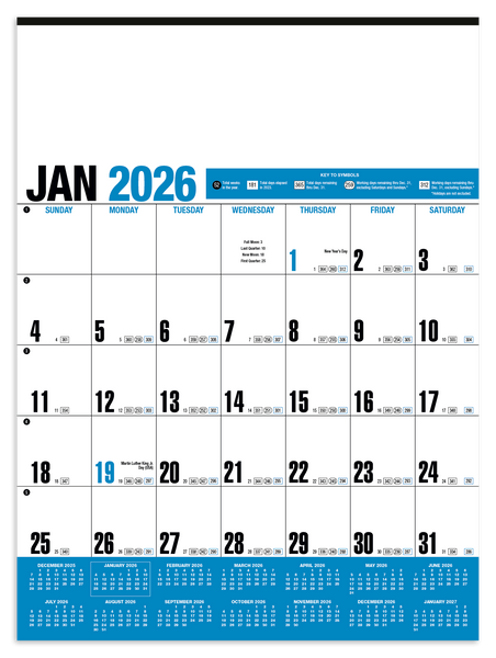 HotLine® Products Yearly Record® Blue Calendar