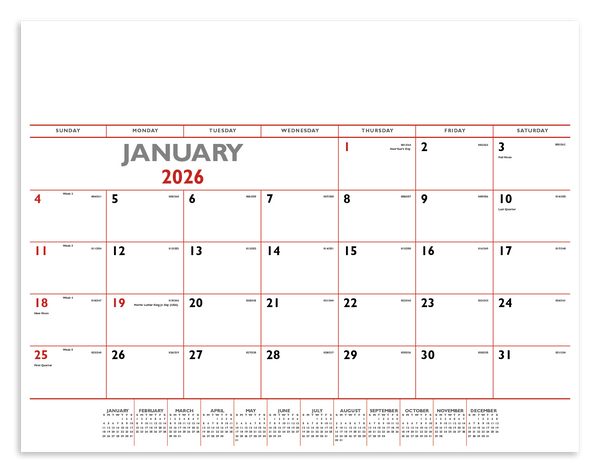 Triumph® Calendars Red & Black Desk Pad