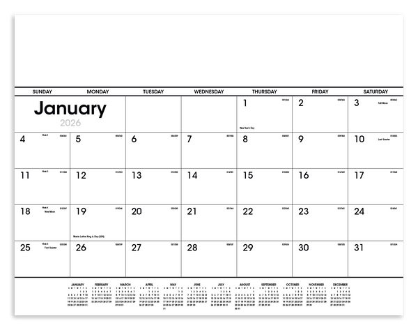 Triumph® Calendars Black & White Desk Pad