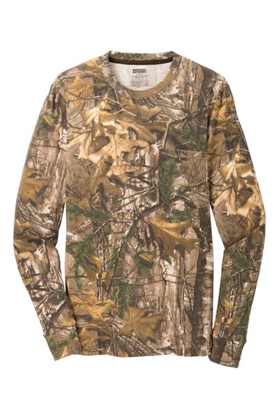 Russell Outdoors Realtree Long Sleeve Explorer 100% Cotton T-Shirt with Pocket