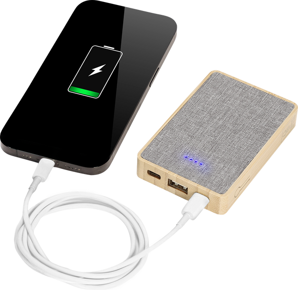 Dual Port Bamboo/rPET Powerbank 5,000mAh