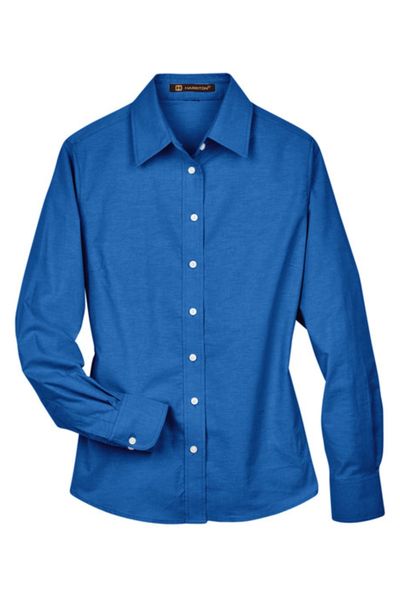 Harriton Ladies' Long-Sleeve Oxford with Stain-Release