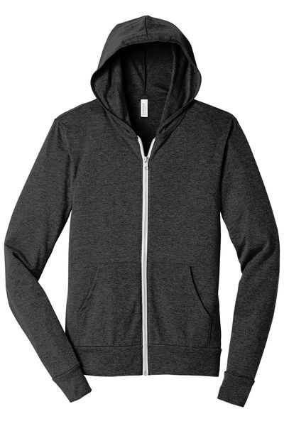BELLA+CANVAS Triblend Lightweight Full-Zip Hooded Long Sleeve Tee
