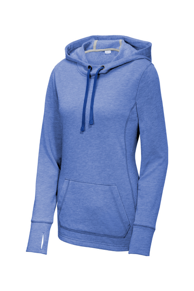 Sport-Tek Ladies PosiCharge Tri-Blend Wicking Fleece Hooded Pullover