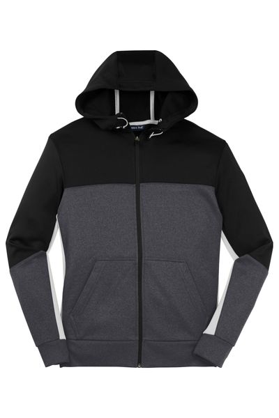 Sport-Tek® Tech Fleece Colorblock Full-Zip Hooded Jacket