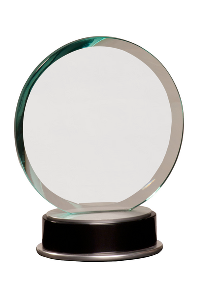 7 1/4" Jade Round Metro Glass with Silver and Black Piano Finish Base