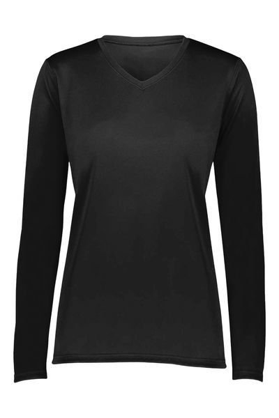 Bayside Women's USA-Made Deep V-Neck Long Sleeve T-Shirt