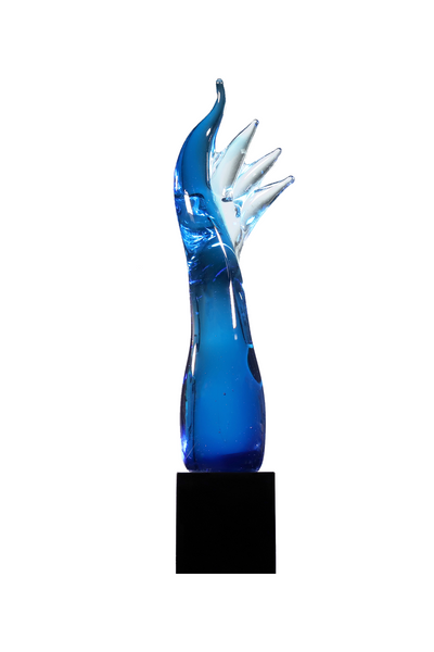 17" Blue Aspire Art Glass