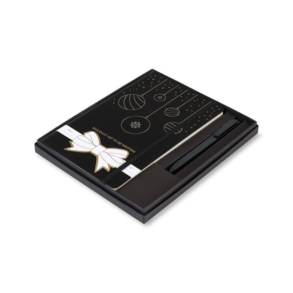 Moleskine® Hard Cover Holiday Notebook and GO Pen Gift Set