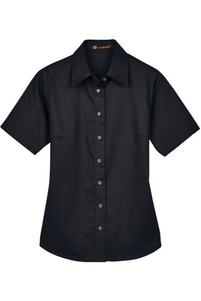Harriton Ladies' Easy Blend Short-Sleeve Twill Shirt with Stain-Release