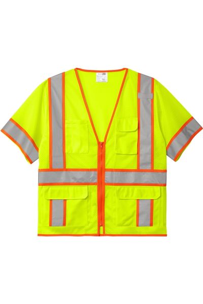 CornerStone ANSI 107 Class 3 Surveyor Mesh Zippered Two-Tone Short Sleeve Vest